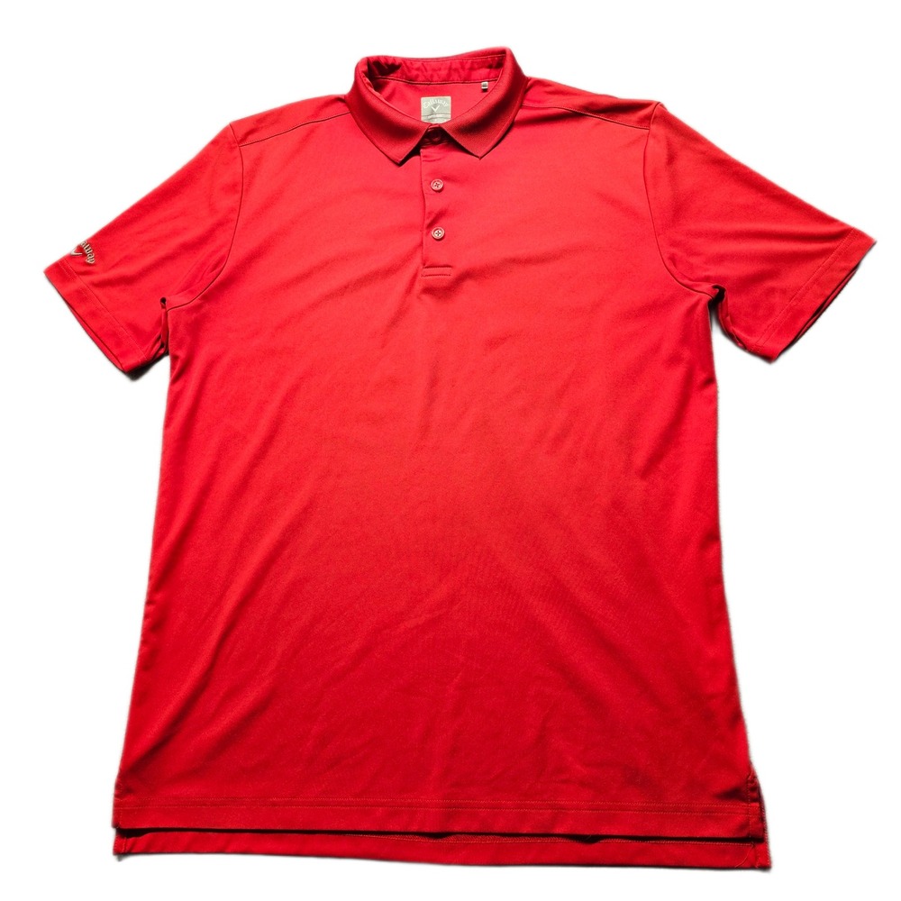 Callaway Opti-Dri Golf Polo Shirt Mens L Red Short Sleeve Performance Popover